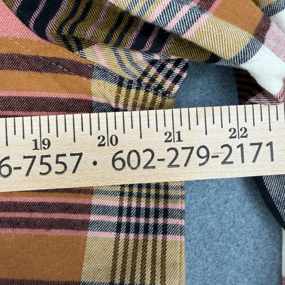 Madewell Women Medium Pink Brown Plaid Flannel Sunday Shirt Button Down Cotton - Picture 6 of 7